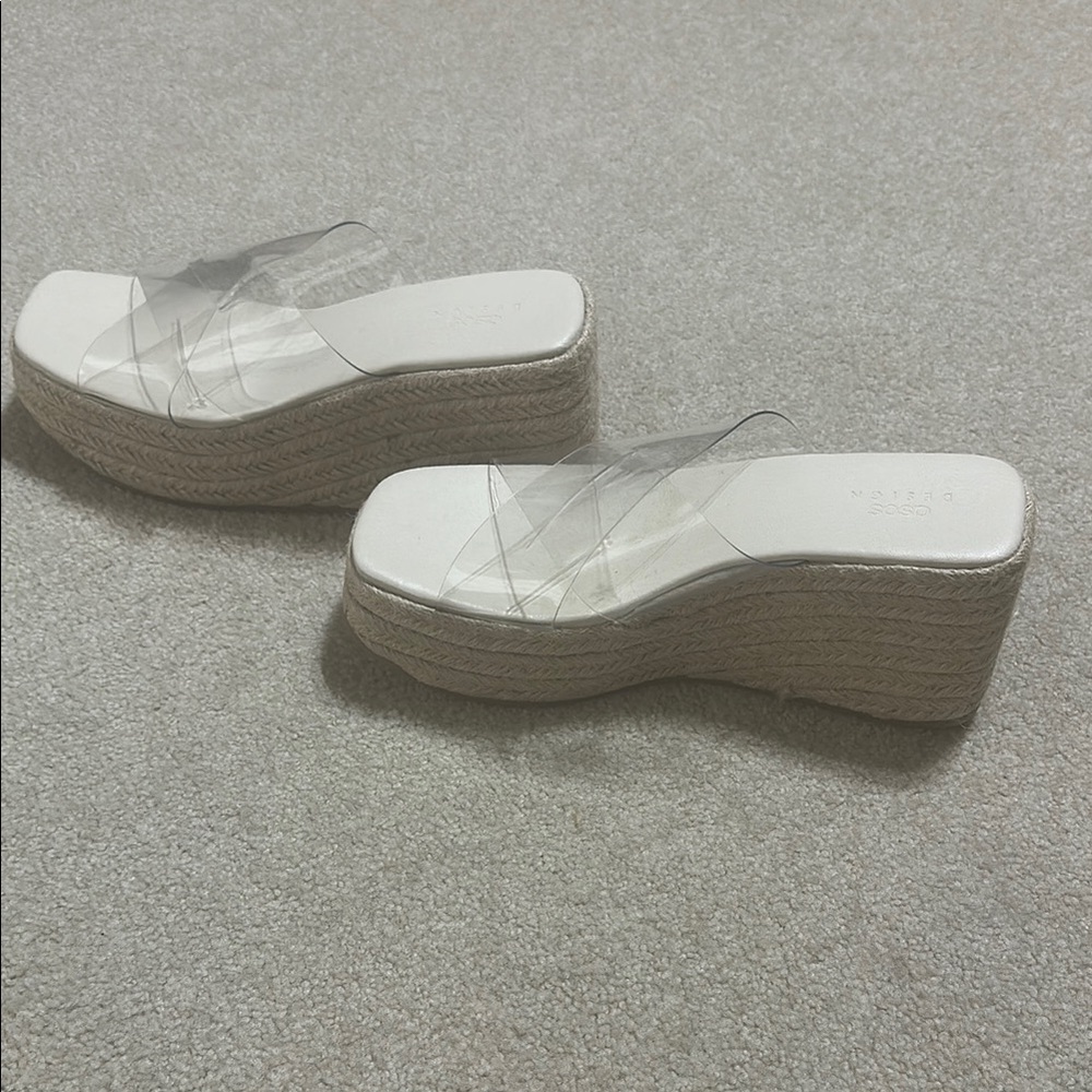ASOS Cream and Tan Wedge Sandals with Cushioned Footbed